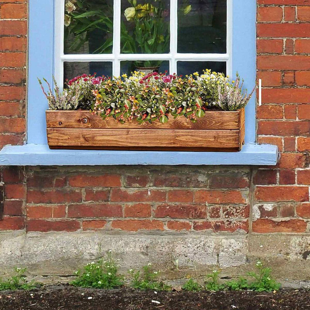 Lechuza Hortico Scandinavian Redwood Window Box Planter 76cm 2 Pack Image 3