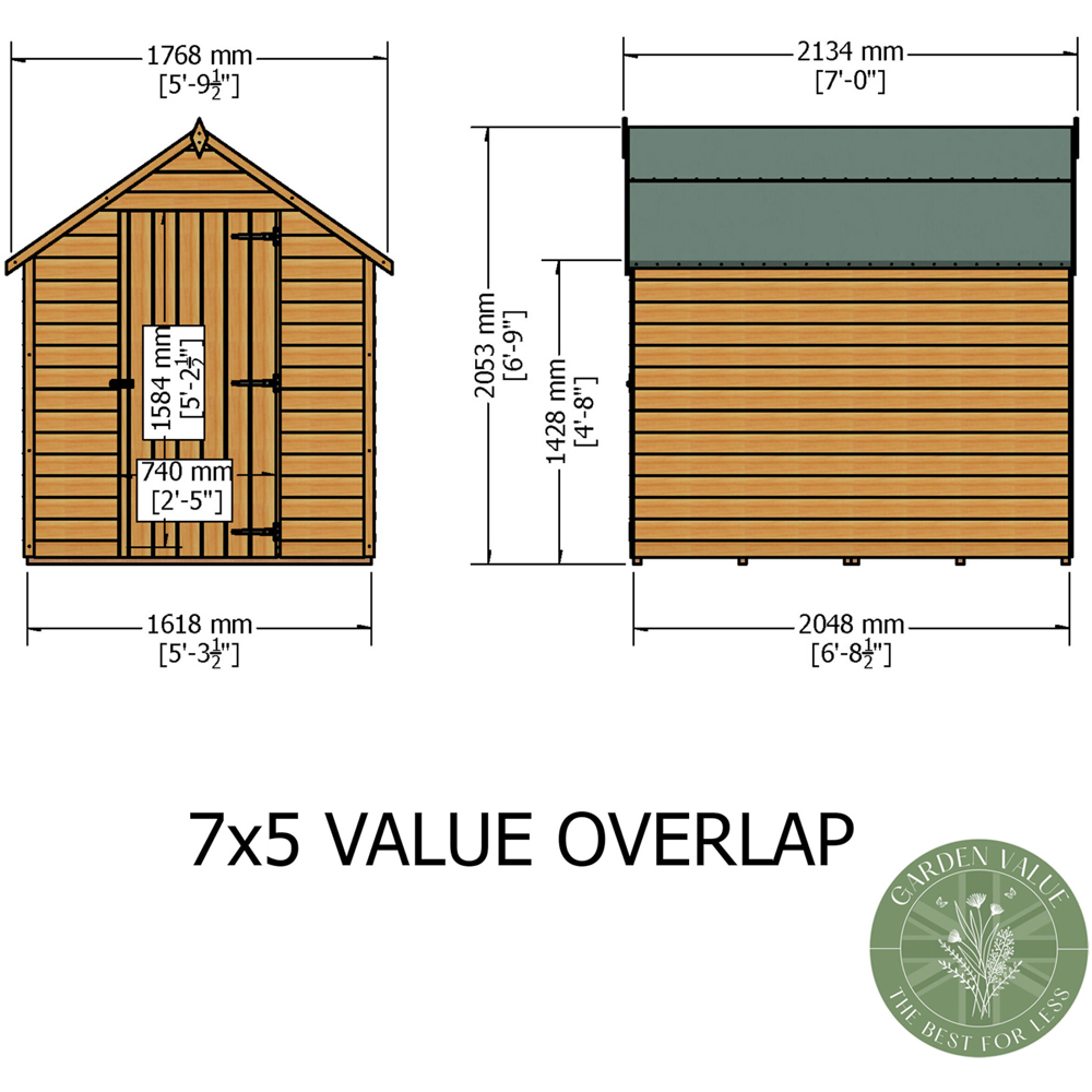 Shire 7 x 5ft Dip Treated Overlap Shed Image 8