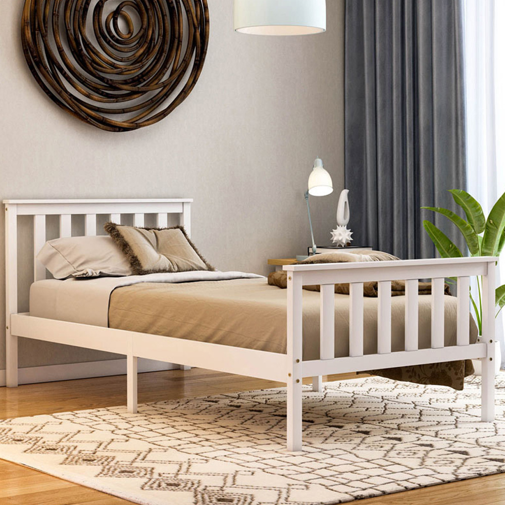 Vida Designs Milan Single White High Foot Wooden Bed Frame Image 1