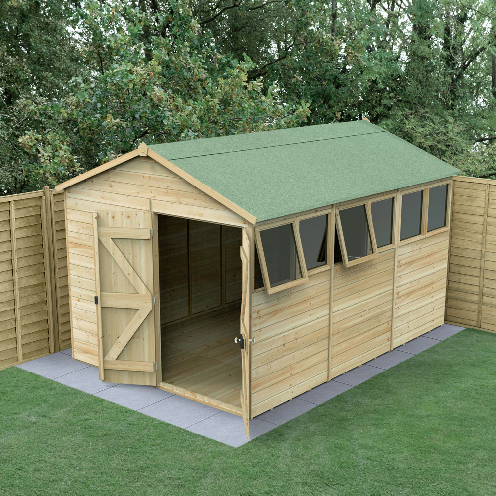 Forest Garden Timberdale 8 x 12ft 2 Opening Apex Shed Image 2