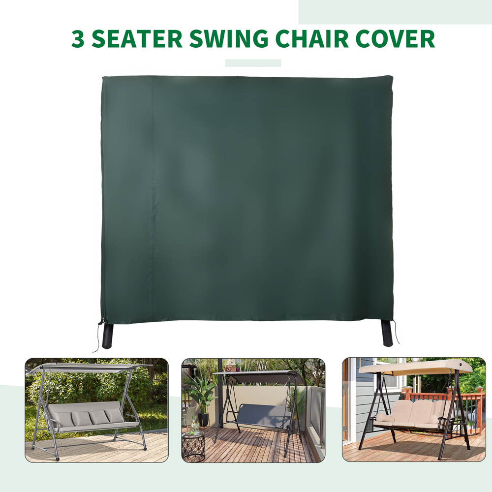 Outsunny Green 3 Seater Swing Bench Cover 164 x 124 x 205cm Image 5
