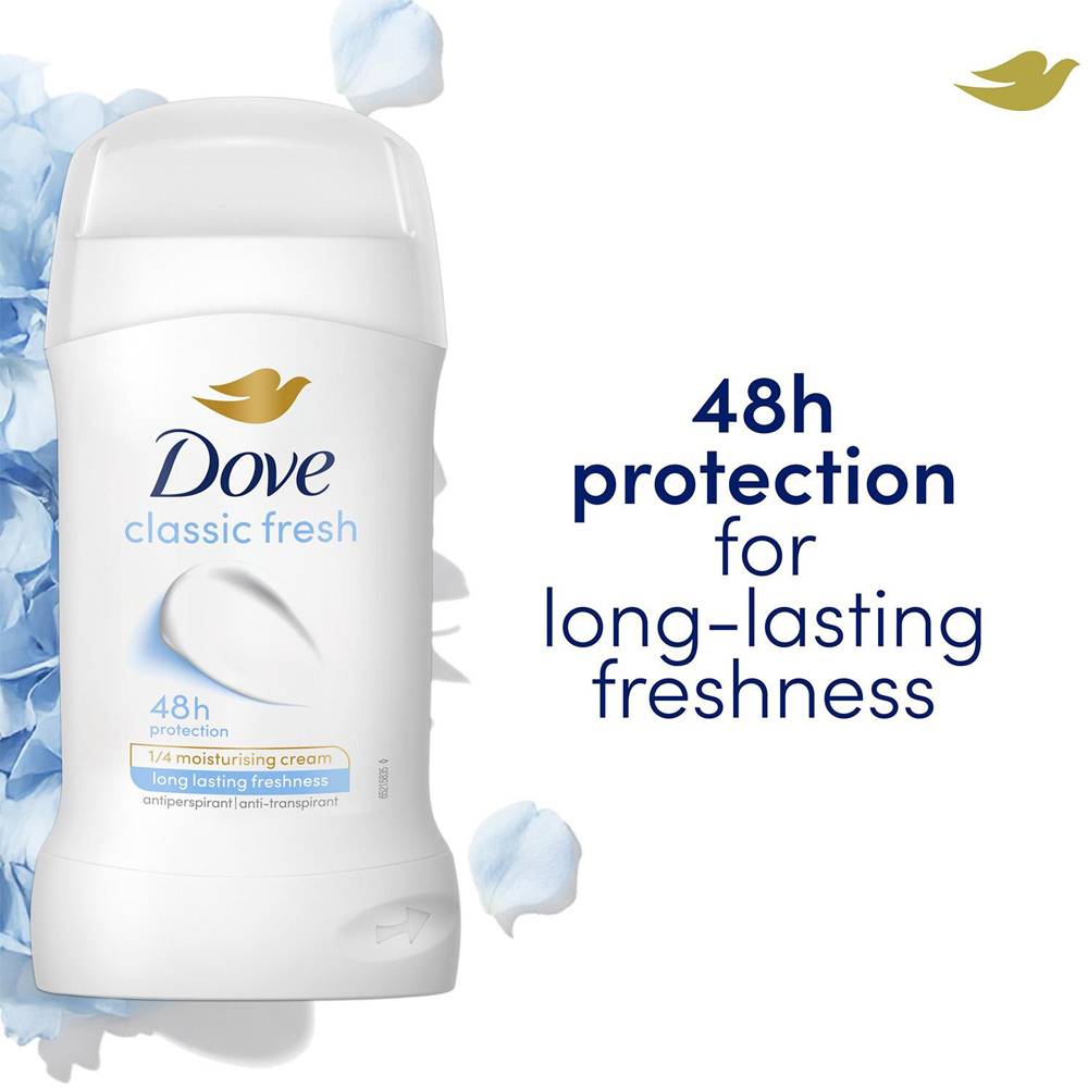 Dove Classic Women 48H Sweat Protection Anti-Perspirant Deo Stick 50ml 6 Pack Image 5