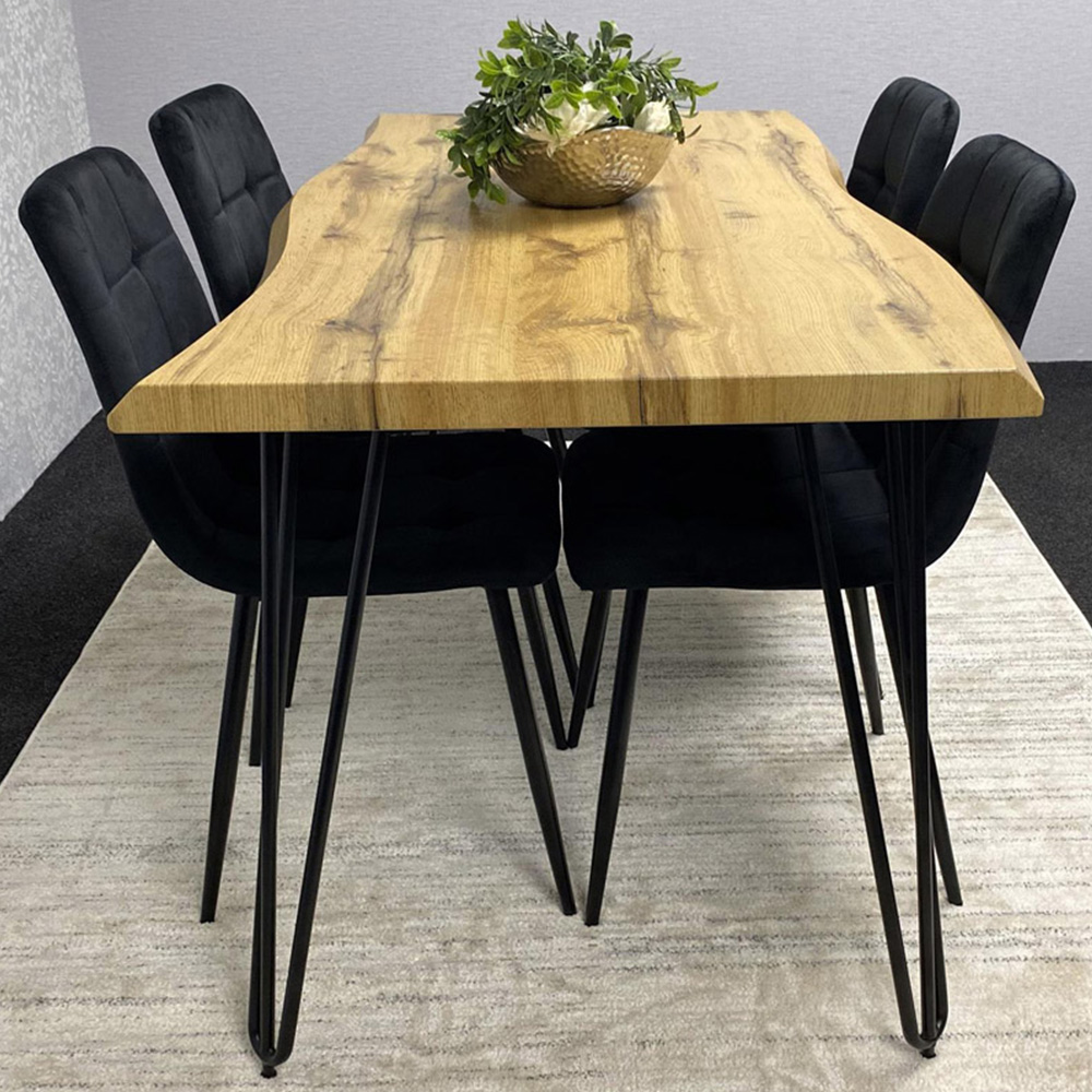 Kosy Koala 4 Seater Wood and Velvet Dining Set Black Image 1