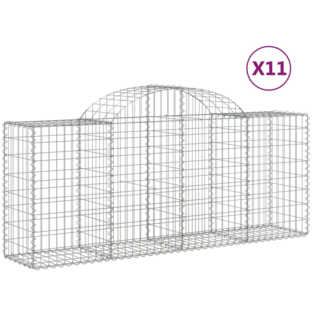 vidaXL Silver Galvanised Iron Arched Gabion Basket 200 x 50 x 80/100cm 11 Pack Image 4