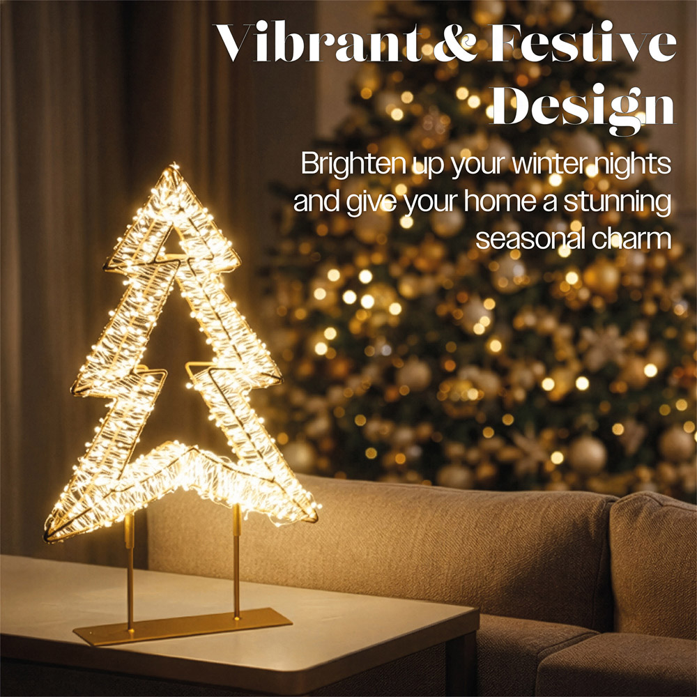 Xmas Haus 720 Warm White LED Champagne Gold Metal Christmas Tree Decoration 45cm Image 3
