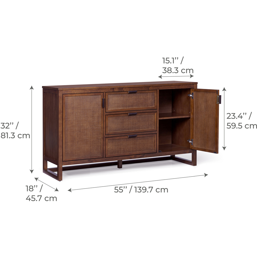 Teamson Home Hatteras 2 Door 3 Drawer Walnut Sideboard Image 9