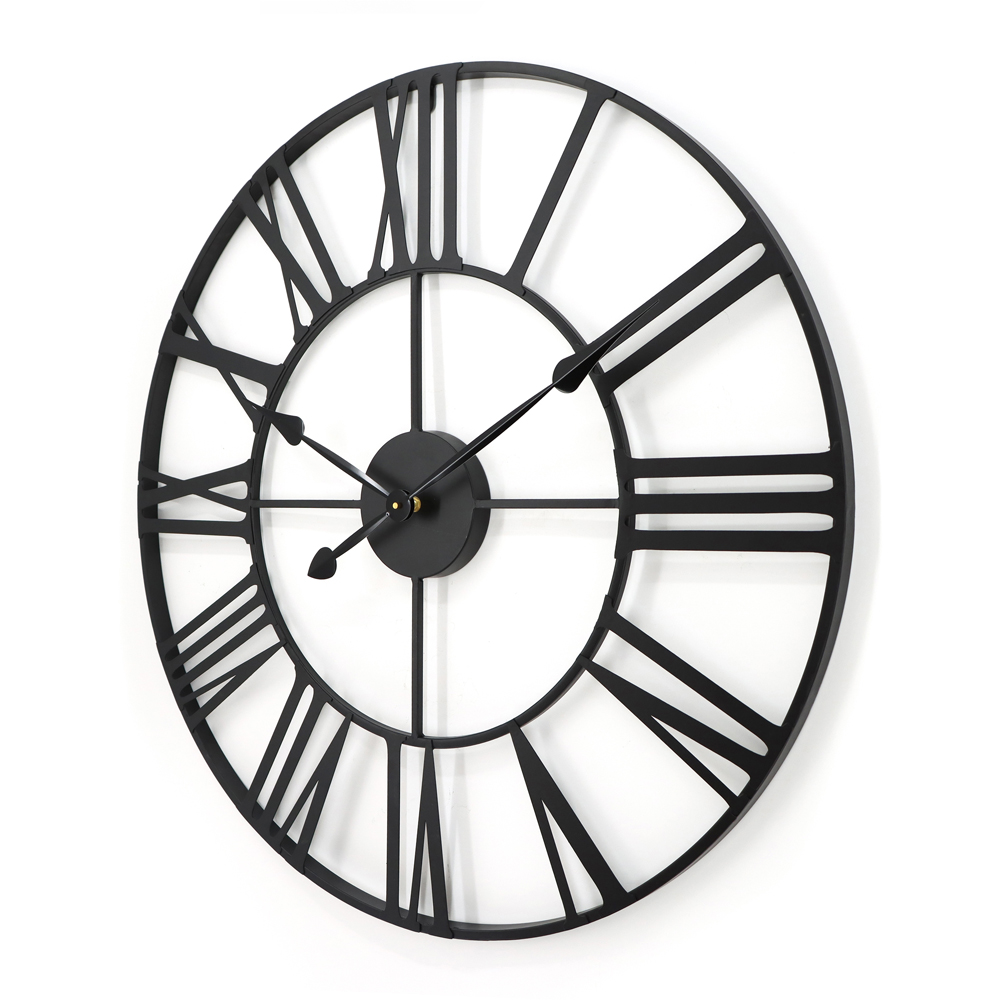 Charles Bentley Black Indoor Round Wall Clock 80cm Image 4