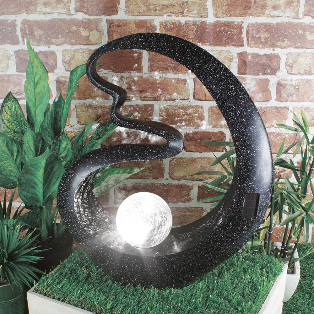 GardenKraft LED Solar Black Medusa Crackle Ball Light Up Ornament Image 2