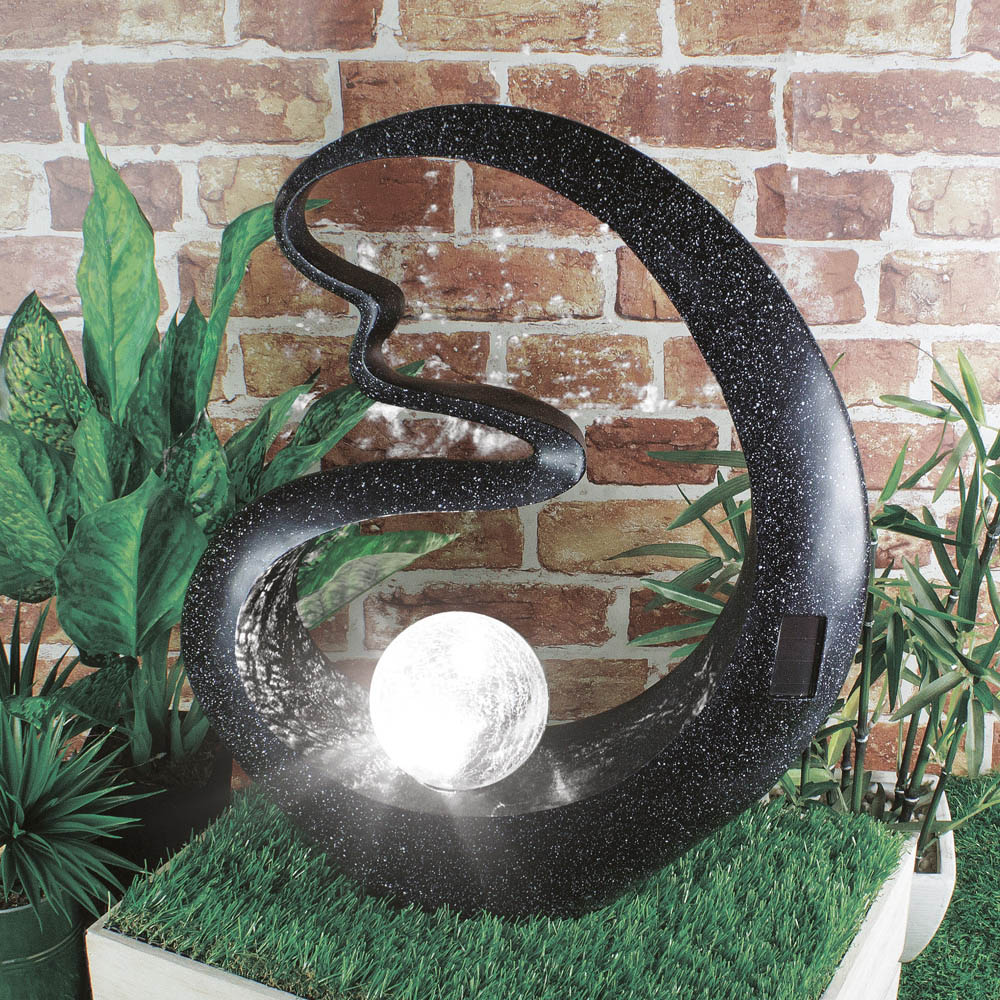 GardenKraft LED Solar Black Medusa Crackle Ball Light Up Ornament Image 2