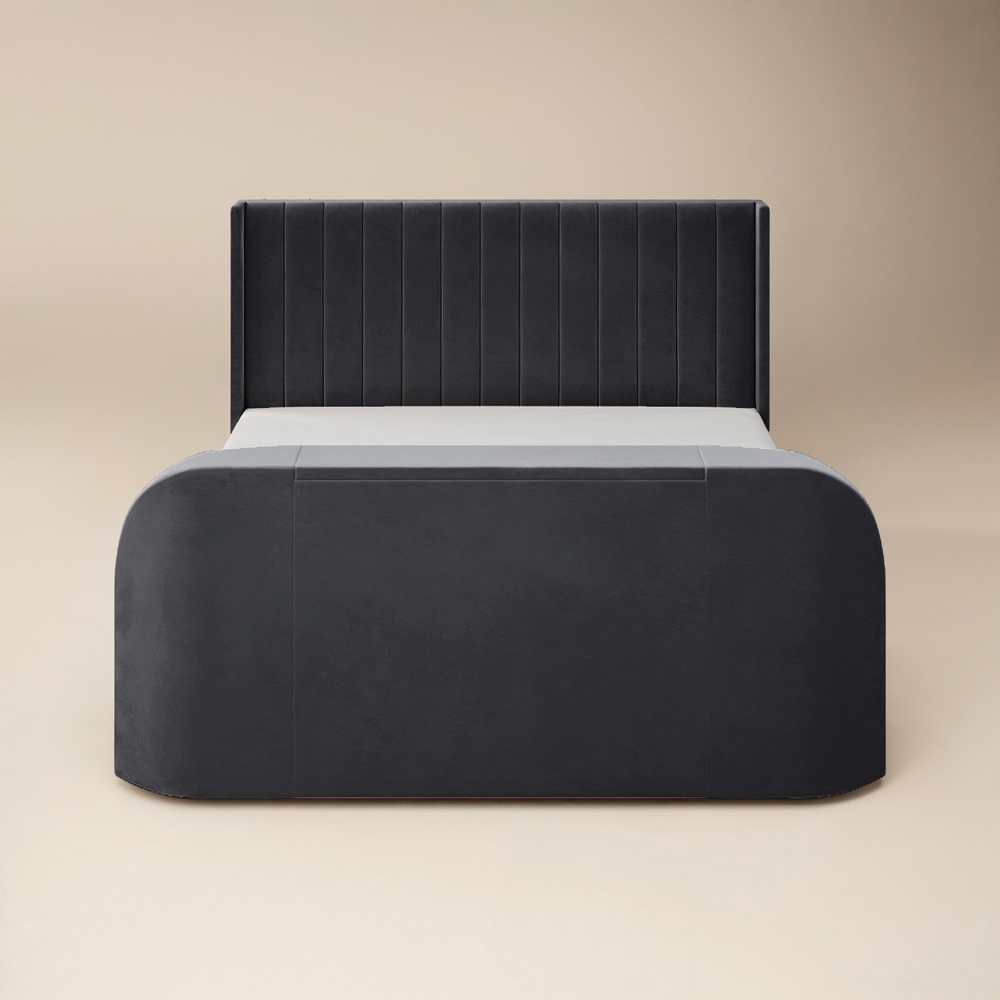 Flair Fallon Super King Size Grey Velvet TV Side Lift Ottoman Bed Image 3