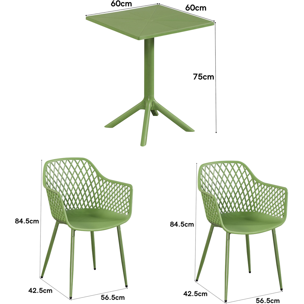 Core Products 2 Seater Moss Green Lattice Design Square Plastic Table Garden Bistro Set Image 8