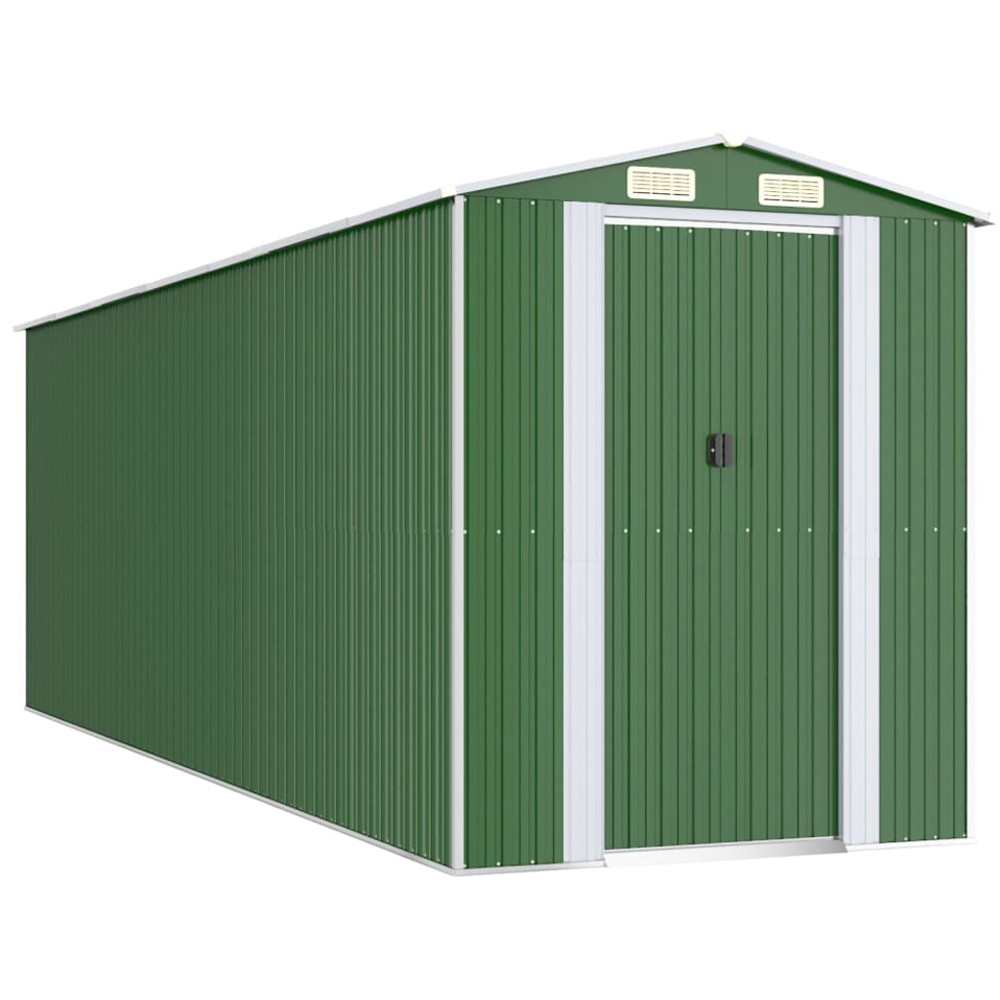 vidaXL 6.3 x 19.9ft Green Galvanised Steel Apex Garden Shed Image 1