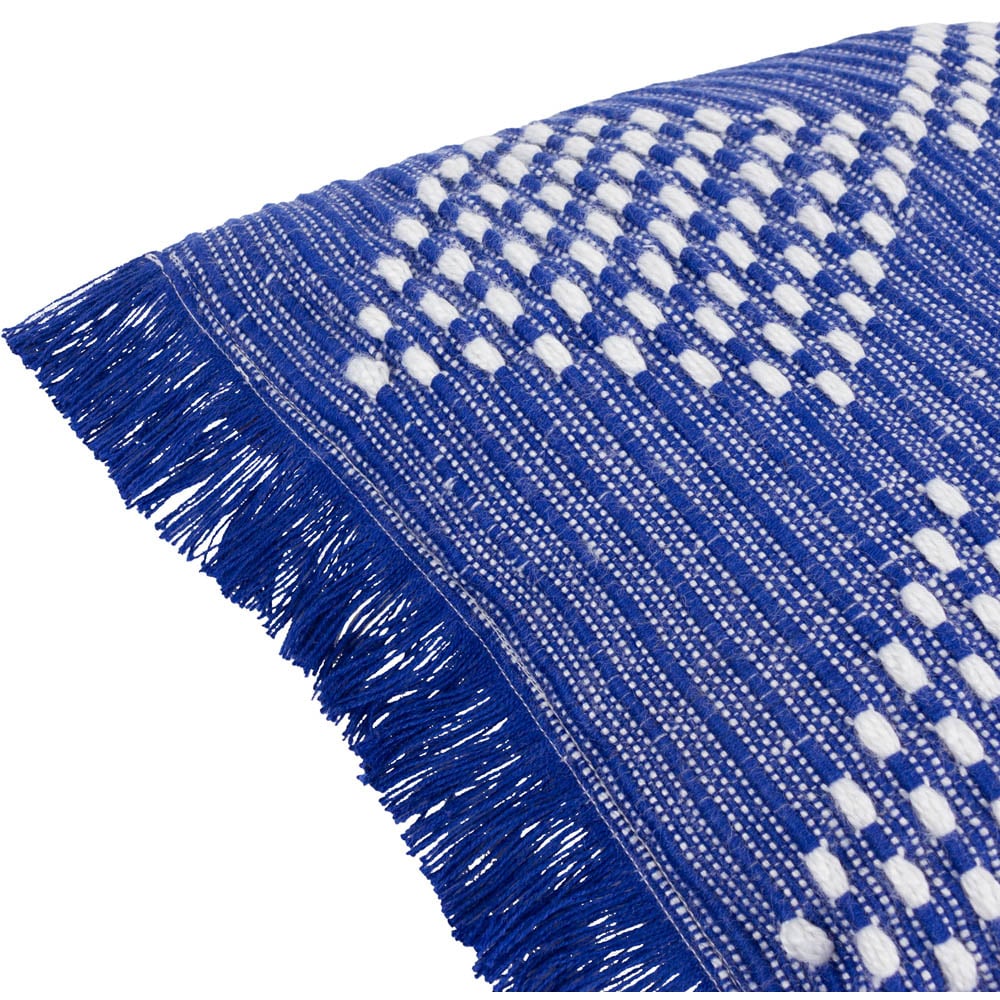 furn. Kadie Cobalt Woven Feather Filled Cushion 30 x 70cm Image 4