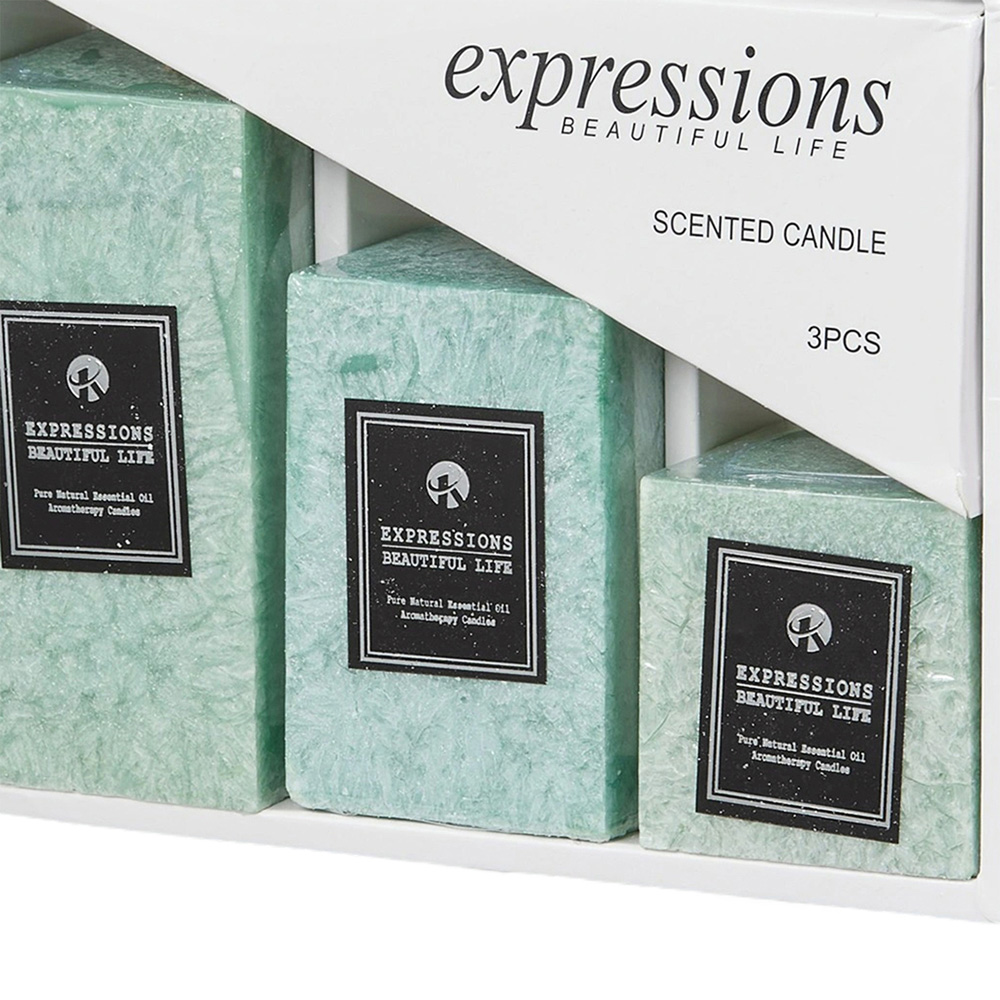 Living and Home Green Lime Basil Scented Candle Set of 3 Image 4
