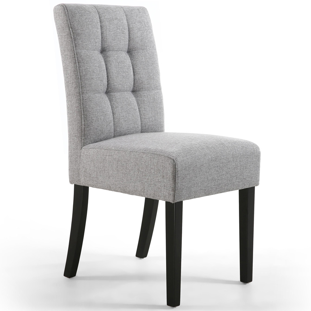 Portland Harlow Silver Grey Linen Black Legs Waffle Back Dining Chair Image 2