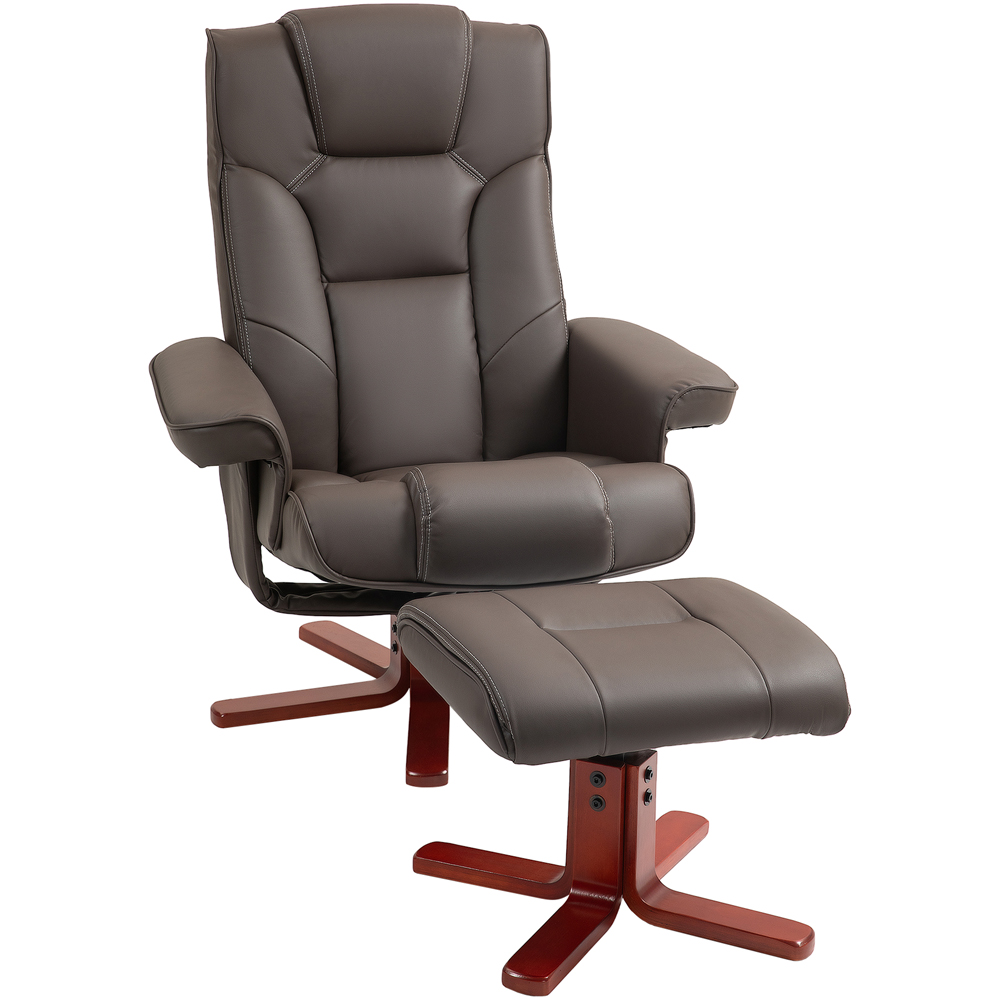 Portland Brown Recliner Armchair with Footstool Image 2