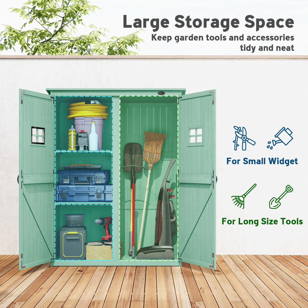 Outsunny 4.1 x 1.6ft Green Garden Tool Storage Cabinet Image 7