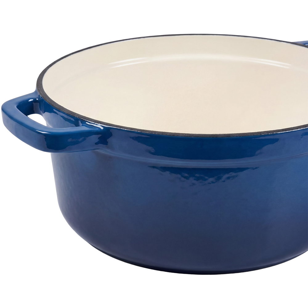 Living and Home 2.8L Dark Blue Enamelled Cast Iron Dutch Oven Image 5