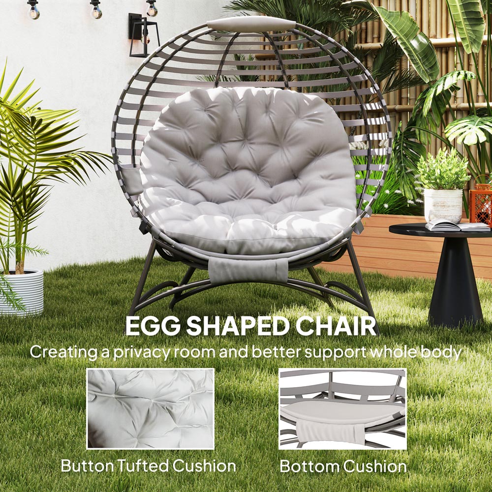 Outsunny Light Grey Egg Chair with Cushion Image 7