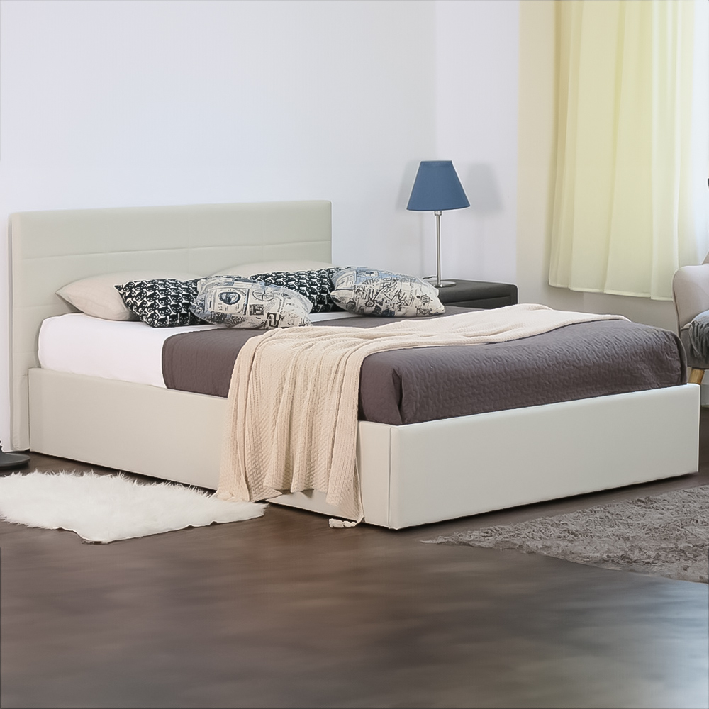 Brooklyn Single Cream Fabric Gas Lift Ottoman Bed Image 1