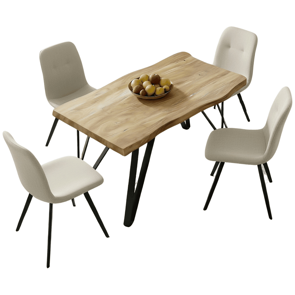 Home Source Arbore and Ashford 4 Seater Rectangular Dining Set Oak Woodgrain Effect and Off White Image 2