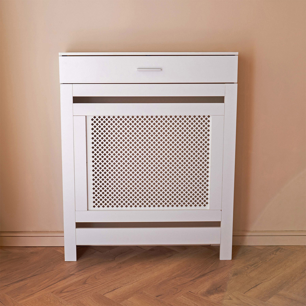 Portland Single Drawer White Radiator Cover Small Image 2