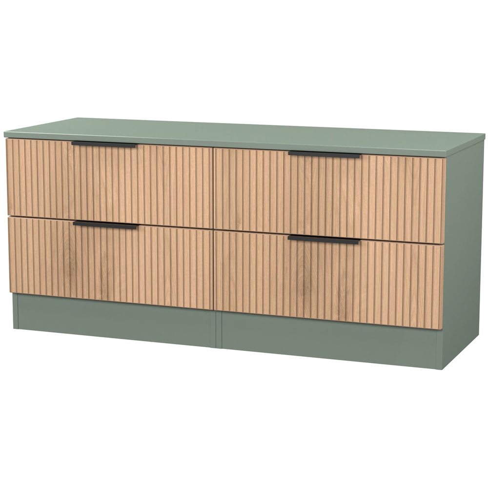Crowndale Java 4 Drawer Slatt Effect and Reed Green Bedbox Image 4