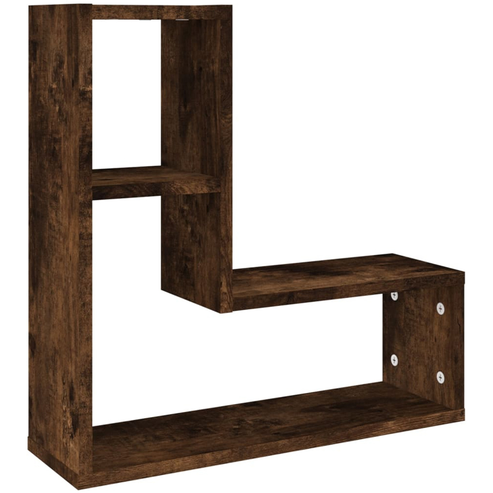 vidaXL 2 Shelf Smoked Oak Wall Cabinet Set of 2 Image 3