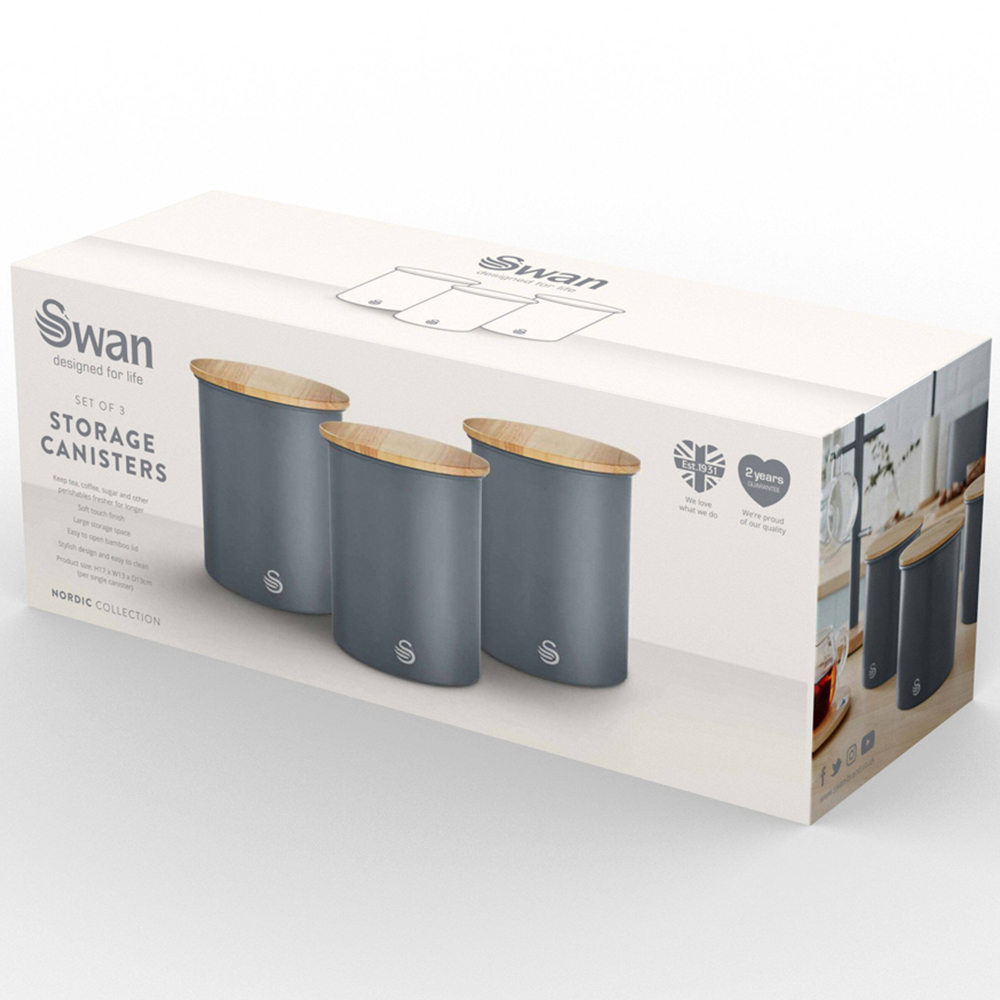 Swan 3 Piece Slate Grey Canisters Image 7