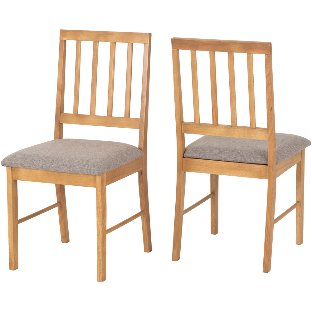 Seconique Austin Set of 2 Grey Fabric Oak Effect Dining Chair Image 2