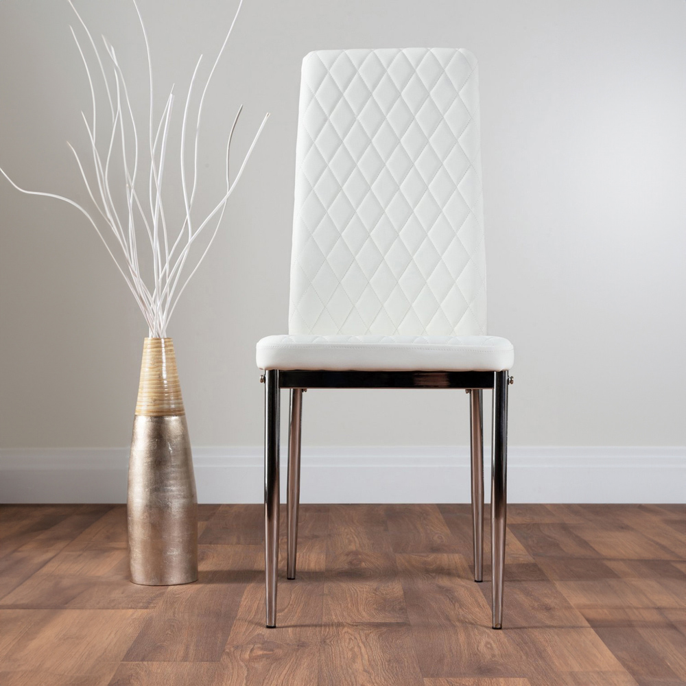 Furniturebox Molini Valera 6 Seater Dining Set White Gloss and Chrome Image 3