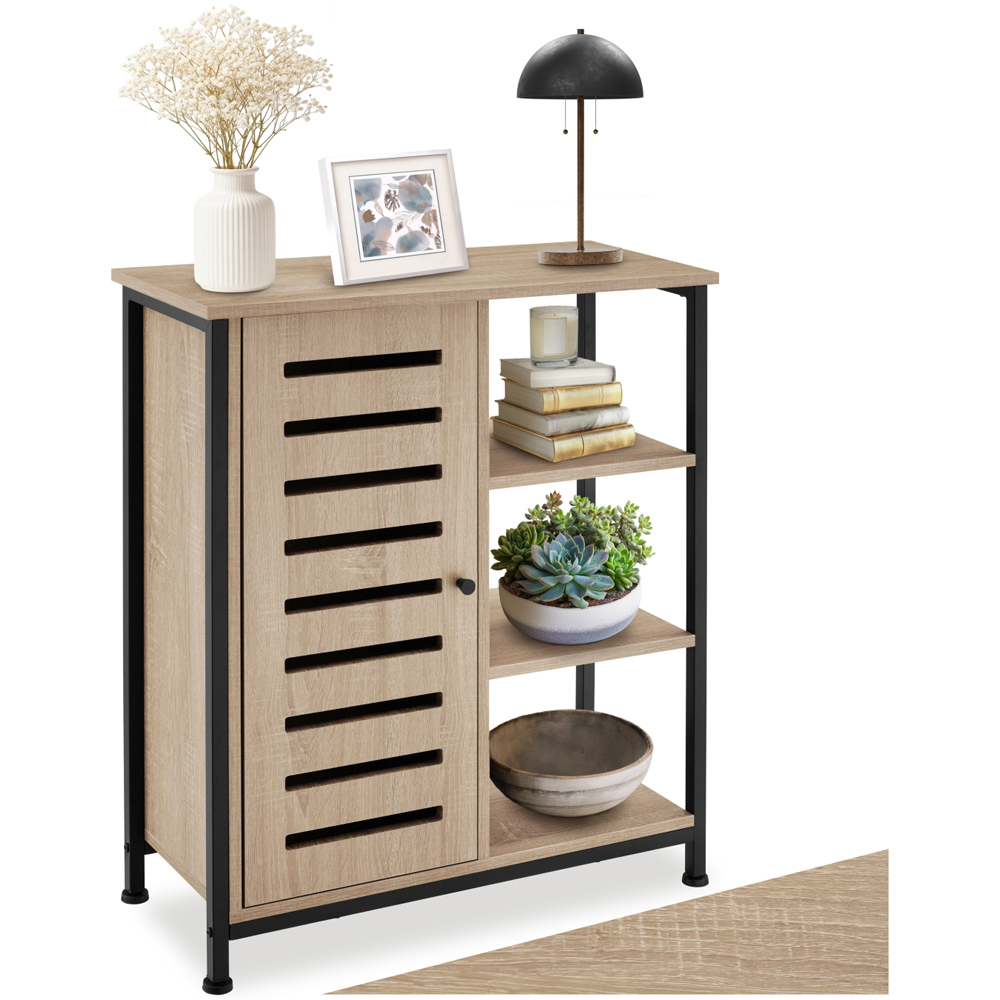 Tectake Runcorn Single Door 3 Shelf Sonoma Oak sideboard Image 2