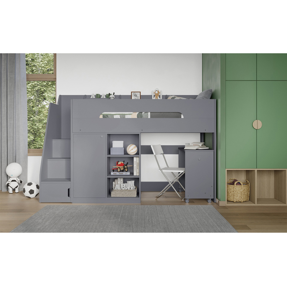 Flair Stepaside Grey Wooden High Sleeper Workstation Image 4
