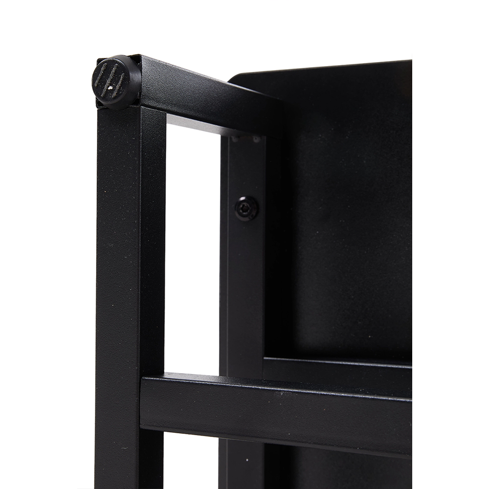 Living and Home Black Rustic Wood Grain Step Stool Image 3