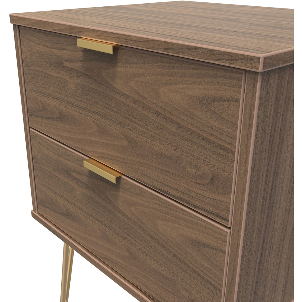Crowndale Hong Kong 2 Drawer Carini Walnut Compact Bedside Cabinet Ready Assembled Image 4