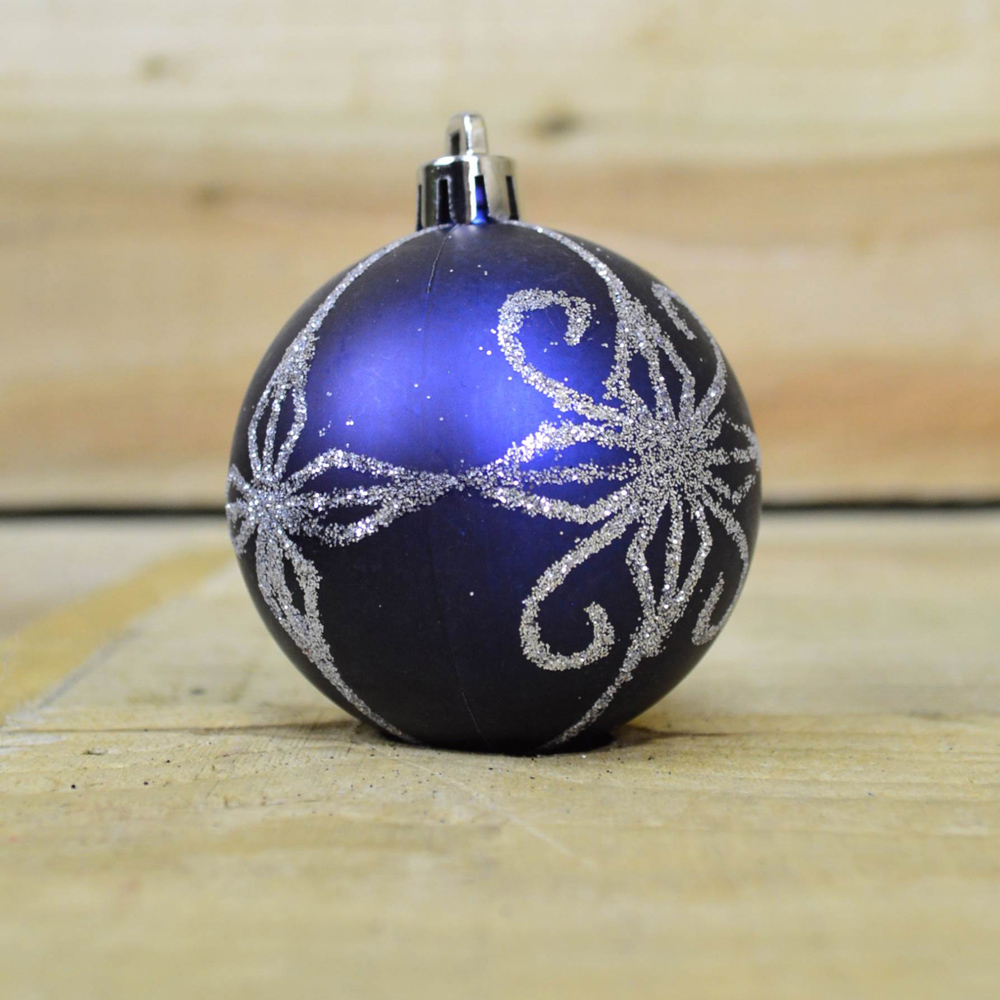 Premier Midnight Blue Deluxe Glitter Christmas Bauble 9 Pack Image 6