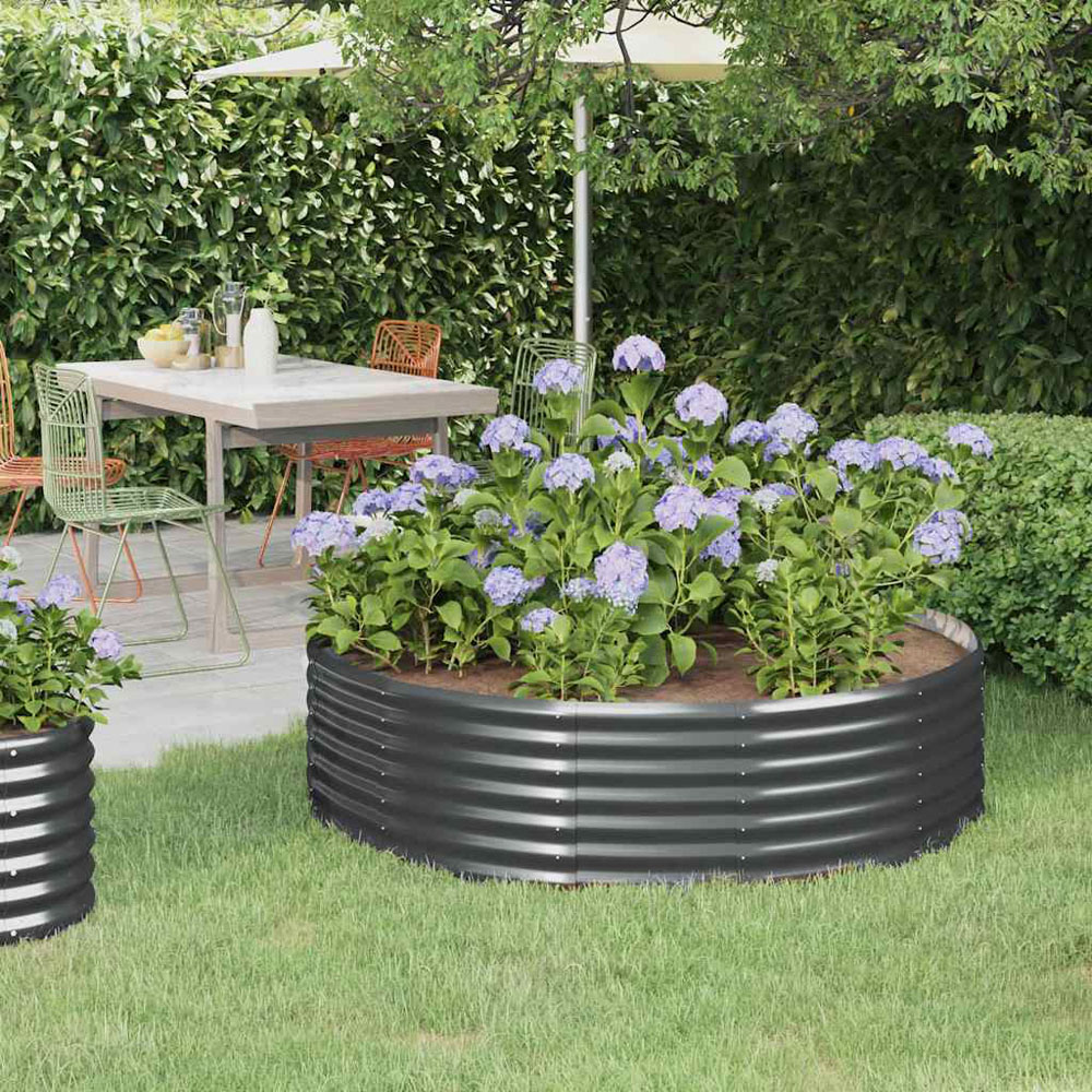 vidaXL Anthracite Galvanised Steel Raised Garden Bed 36 x 140 x 140cm  Image
