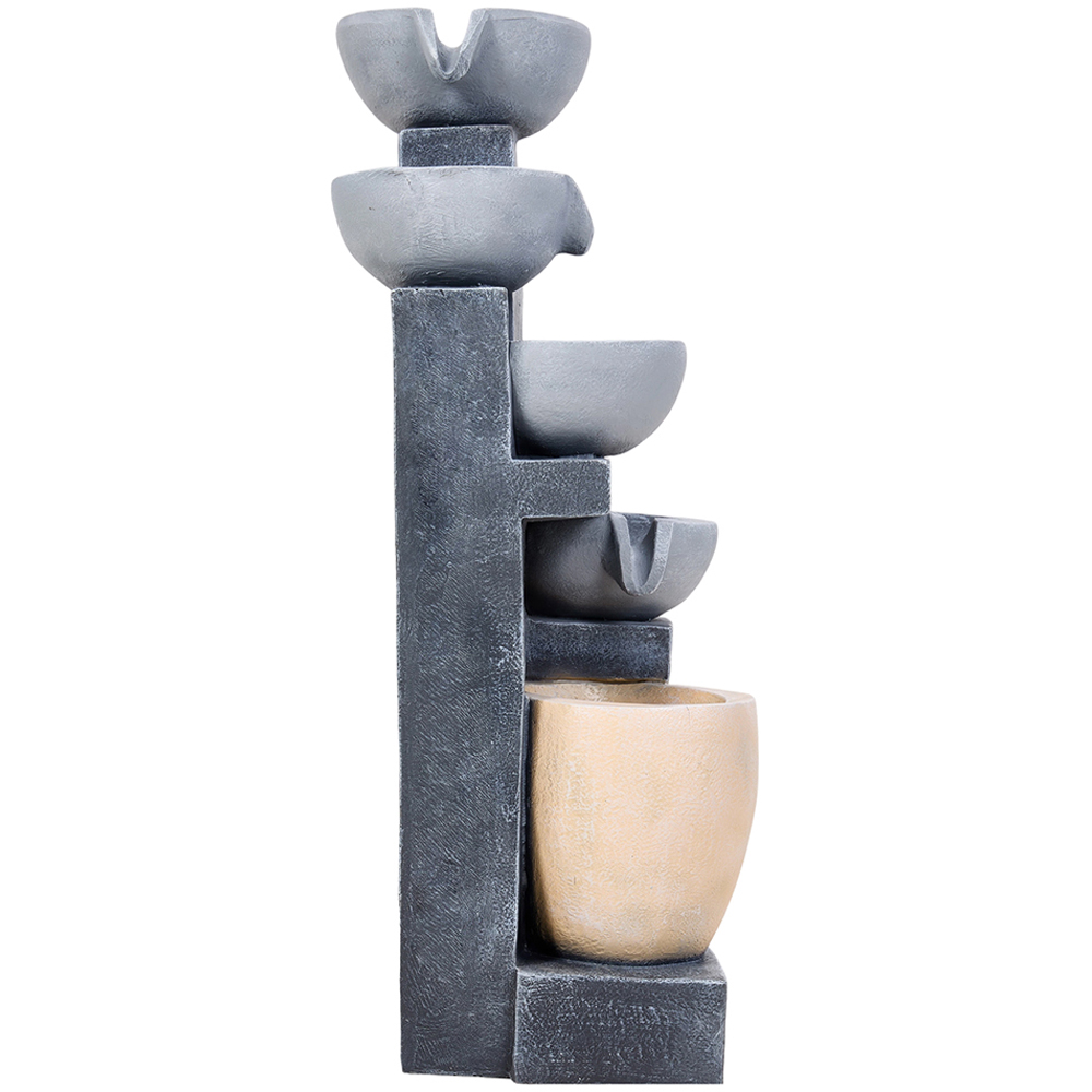 Living and Home 5-Tier Stone Effect Cascading Bowl Solar LED Water Feature Image 2