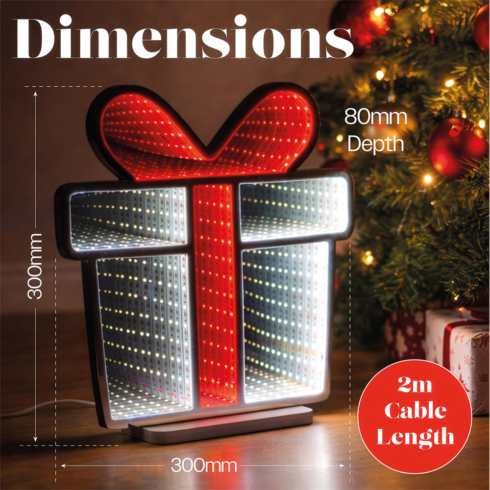 Xmas Haus Multicolour LED Gift Box Infinity Light Christmas Decoration 30cm Image 8