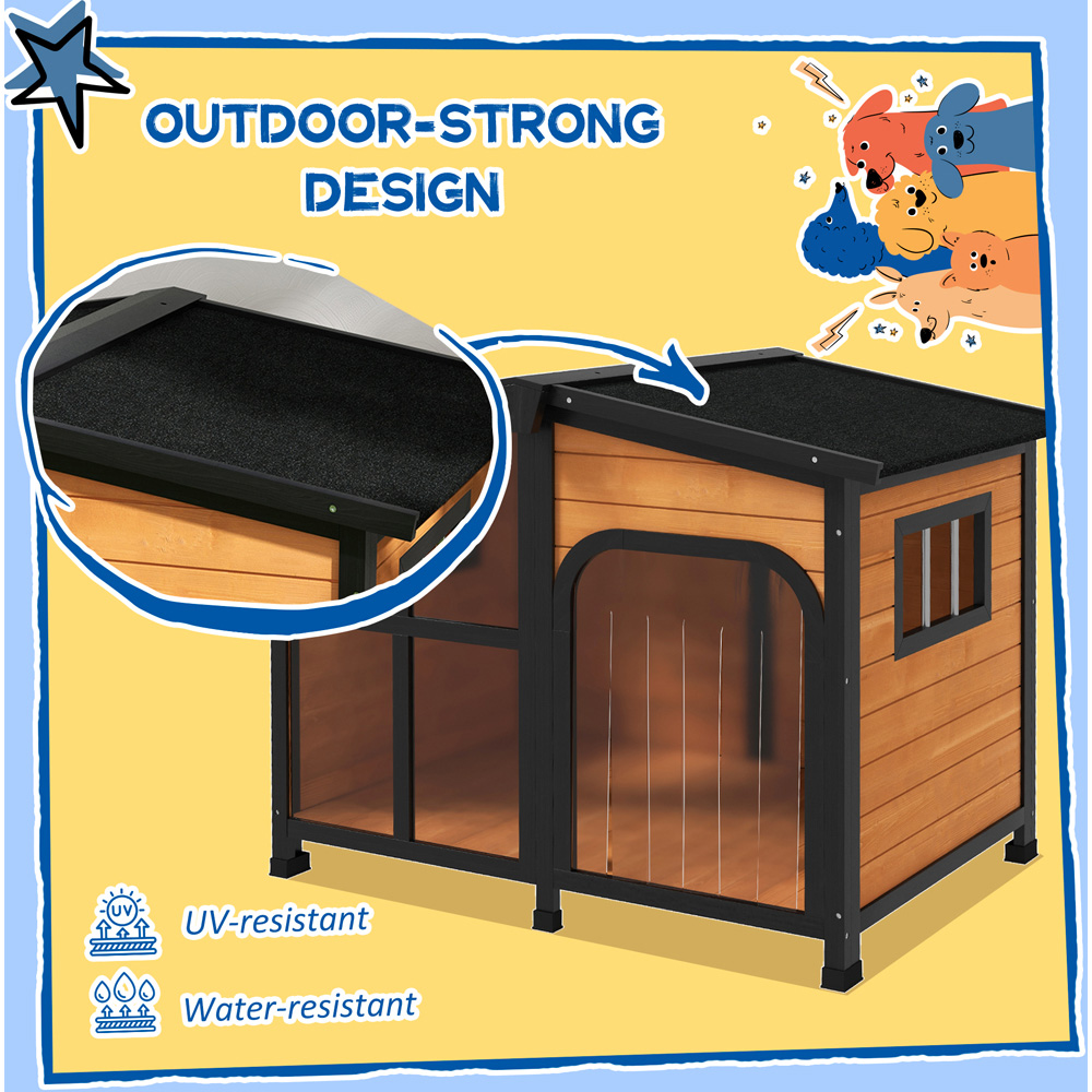 PawHut Wooden Yellow Dog Kennel with Removable Floor Image 7