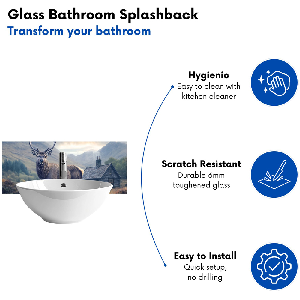 Warren Reed Designer Highland Stag by the Cottage Glass Bathroom Splashback 25 x 60cm Image 4