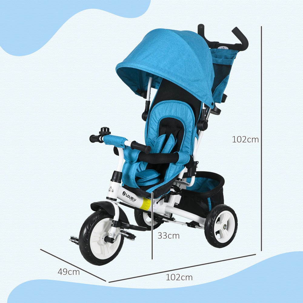 Tommy Toys 4-in-1 Blue Kids Trike with Parent Handle Image 9
