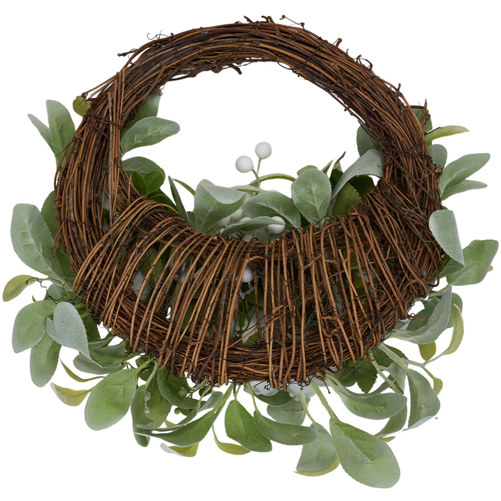 Living and Home Artificial Peony Rustic Door Wreath with Green Leaves 45cm Image 4