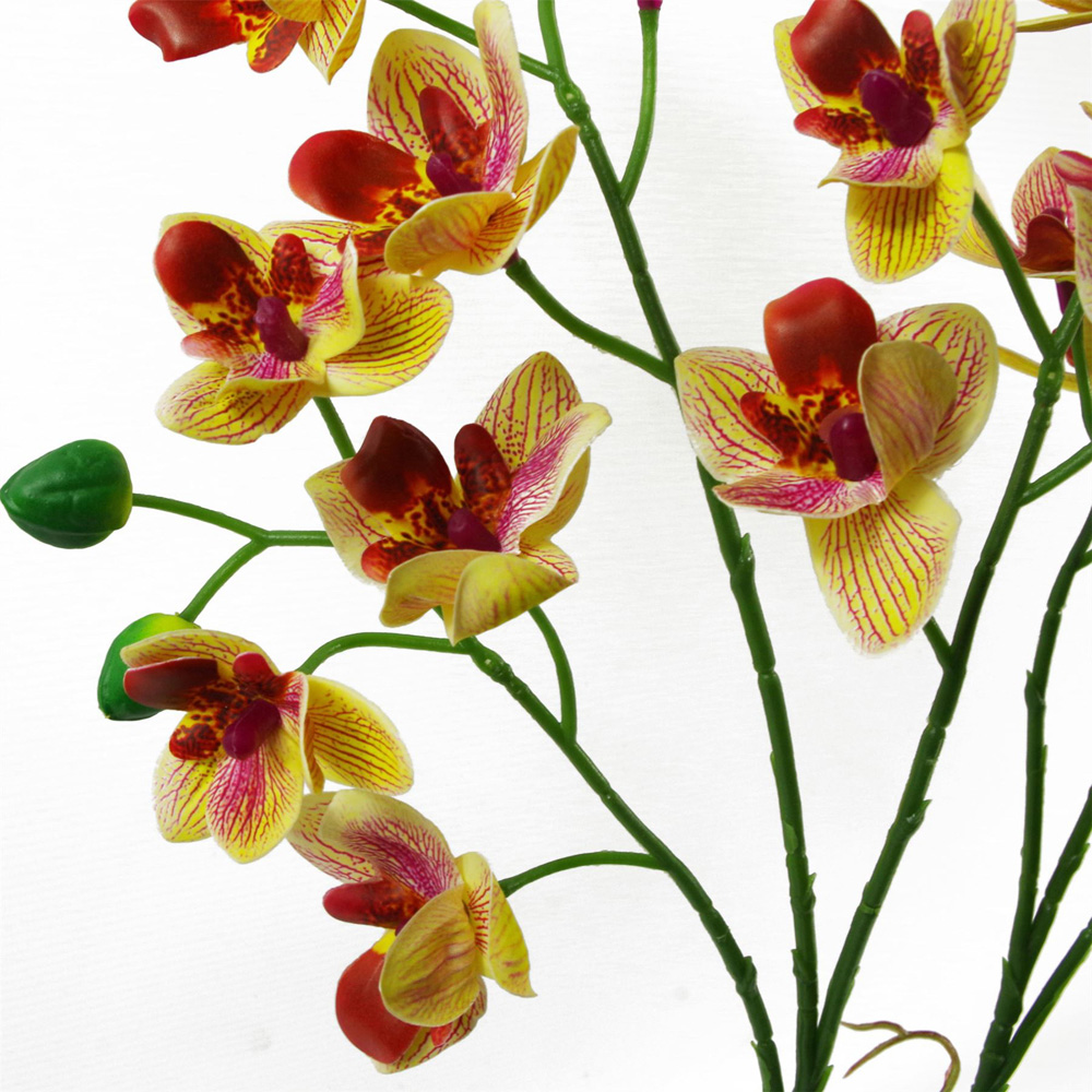 Leaf Large Pink and Yellow Artificial Orchid Plant in Ceramic Planter 43cm Image 4