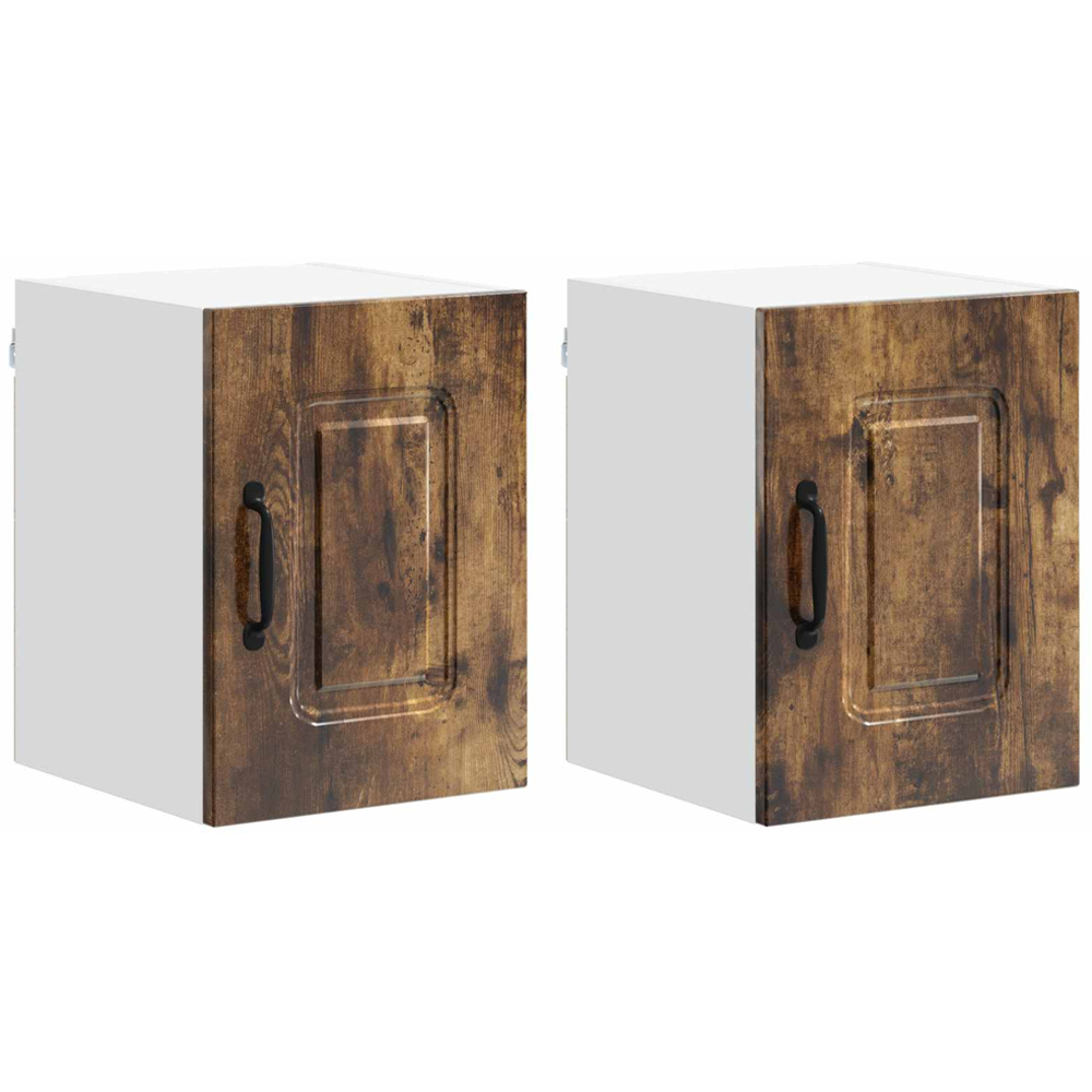 vidaXL Kalmar Single Door Smoked Oak Wall Mounted Kitchen Cabinet Set of 2 Image 8
