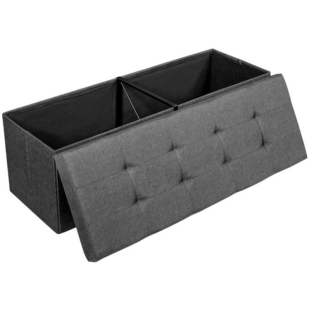 Costway Grey Foldable Storage Ottoman Bench Image 2