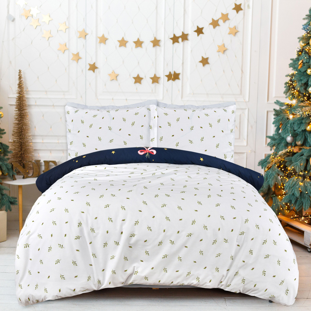 Smart Living Double Navy Merry Christmas Sparkle Tree Duvet Cover Set Image 3