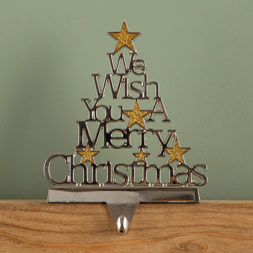Samuel Alexander Silver We Wish You a Merry Christmas Stocking Hanger 22cm Image 2