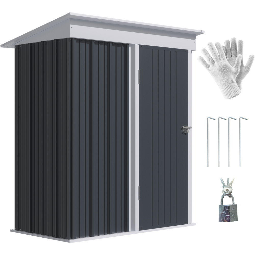 Outsunny 5 x 6ft Dark Grey Adjustable Shelf Garden Storage Shed Image 1
