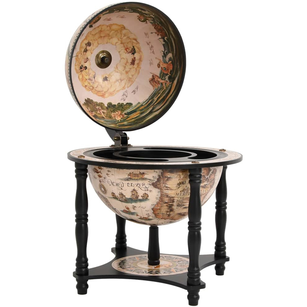 vidaXL Black Antique Style Globe Bar Wine Stand Image 2